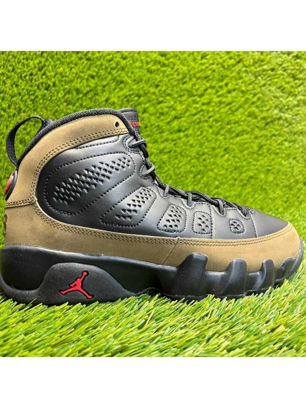 Nike Air Jordan 9 Retro‎ Boys Size 4.5Y Black Olive Basketball Shoes Sneakers